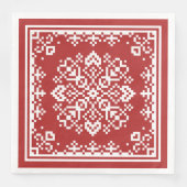 Skandinavische Blume Snowflake 1, rot weiß Serviette (Vorderseite)