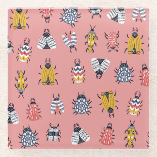 Skandinavische Bugs Beetles Childish Muster Glasuntersetzer
