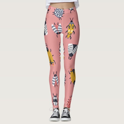 Skandinavische Bugs Beetles Childish Muster Leggings (Vorderseite)
