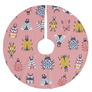 Skandinavische Bugs Beetles Childish Muster Polyester Weihnachtsbaumdecke