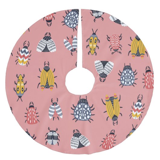 Skandinavische Bugs Beetles Childish Muster Polyester Weihnachtsbaumdecke (Vorderseite)