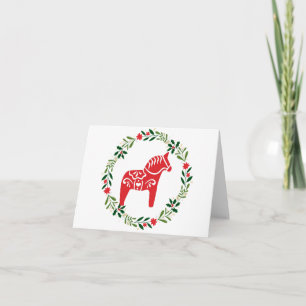 Skandinavische Dala-Pferd-Weihnachtsgrußkarte Dankeskarte