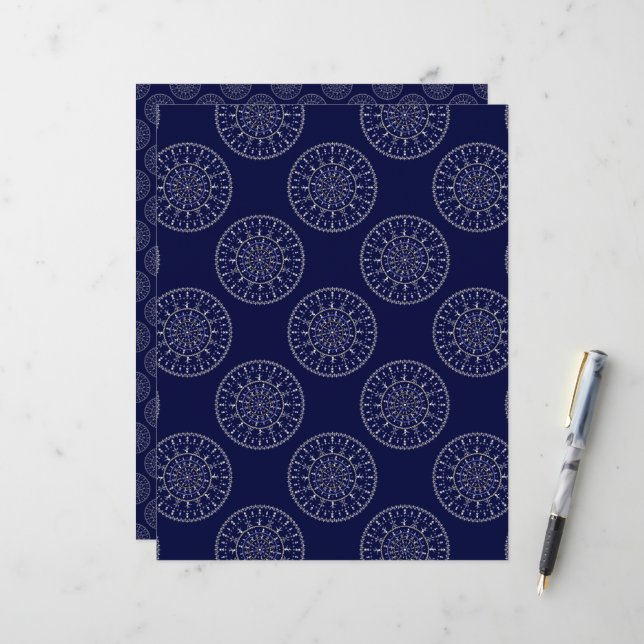 Skandinavische Ditsy Winter Navy & Gold Polka Dots (Vorderseite/Rückseite Beispiel)