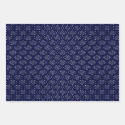 Skandinavische Ditsy Winter Navy & Gold Retro Ogee Geschenkpapier Set (Vorderseite 3)