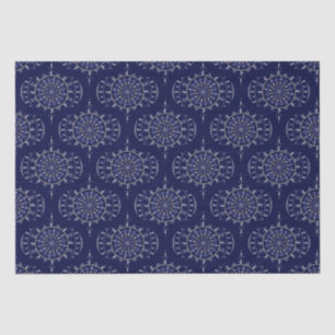 Skandinavische Ditsy Winter Navy & Gold Retro Ogee Seidenpapier