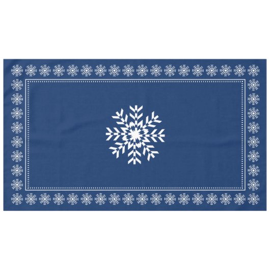 Skandinavische dunkelblaue und weiße Schneeflocke Tischdecke (Vorderseite (Horizontal))