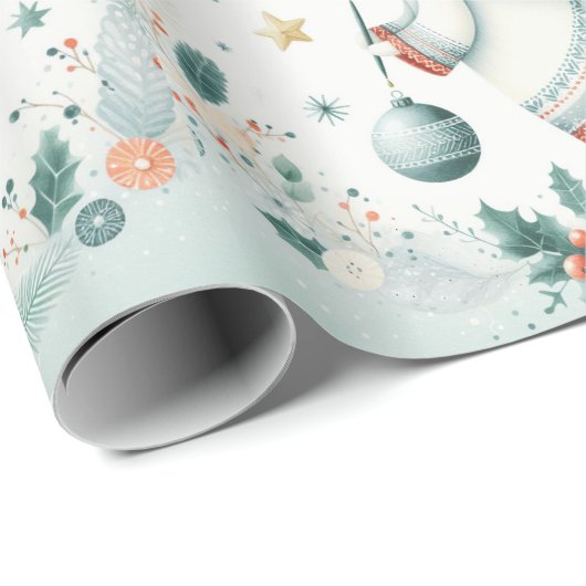 Skandinavische Eleganz spiritueller Weihnachtsgel Geschenkpapier (Rolleneckpunkt)