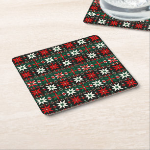 Skandinavische Fair Isle Weihnachts Edition 3 Rechteckiger Pappuntersetzer