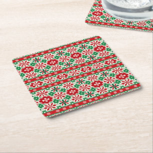 Skandinavische Fair Isle Weihnachtsedition 2 Rechteckiger Pappuntersetzer