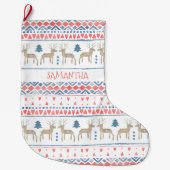 Skandinavische Fairisle Personalisiert Großer Weihnachtsstrumpf (Vorderseite)