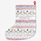 Skandinavische Fairisle Personalisiert Großer Weihnachtsstrumpf (Rückseite)