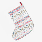 Skandinavische Fairisle Personalisiert Großer Weihnachtsstrumpf (Rückseite (Hängend))