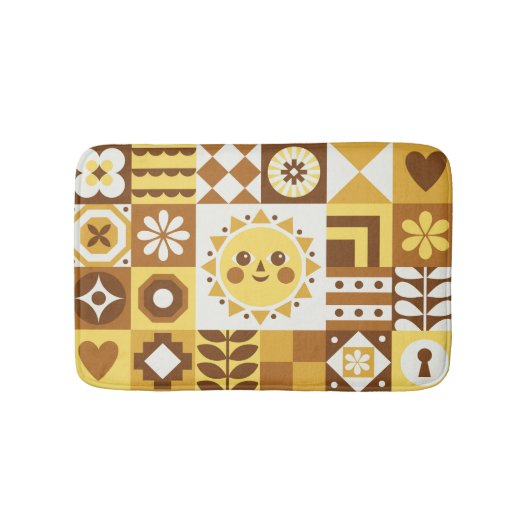 Skandinavische Flora: Abstrakte Vintage Karte. Badematte (Vorderseite)