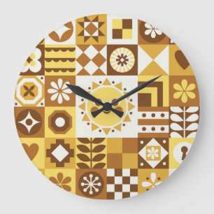 Skandinavische Flora: Abstrakte Vintage Karte. Große Wanduhr
