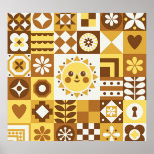 Skandinavische Flora: Abstrakte Vintage Karte. Poster