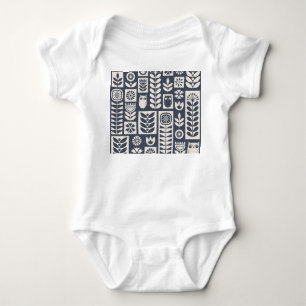 Skandinavische Flora: Weiß, blau, Minimalistisch. Baby Strampler