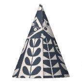 Skandinavische Flora: Weiß, blau, Minimalistisch. Partyhütchen (Rückseite)