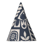 Skandinavische Flora: Weiß, blau, Minimalistisch. Partyhütchen (Rechts)