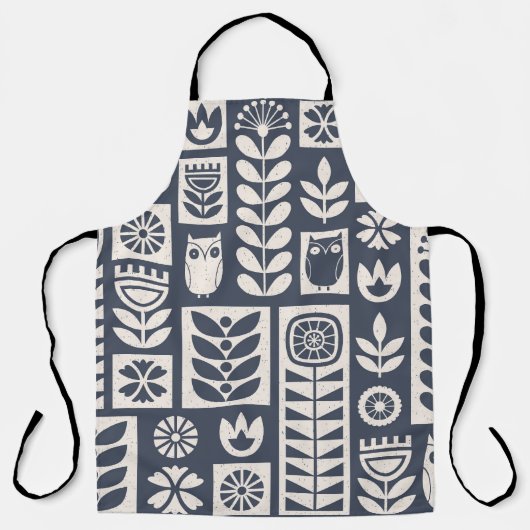 Skandinavische Flora: Weiß, blau, Minimalistisch. Schürze (Vorderseite)