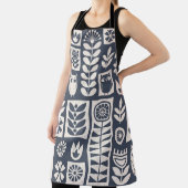 Skandinavische Flora: Weiß, blau, Minimalistisch. Schürze (InSitu)