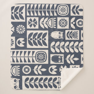 Skandinavische Flora: Weiß, blau, Minimalistisch. Sherpadecke