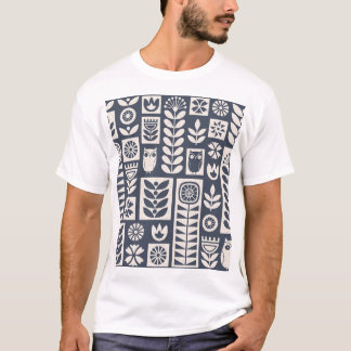 Skandinavische Flora: Weiß, blau, Minimalistisch. T-Shirt