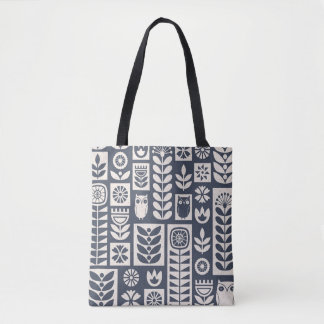Skandinavische Flora: Weiß, blau, Minimalistisch. Tasche