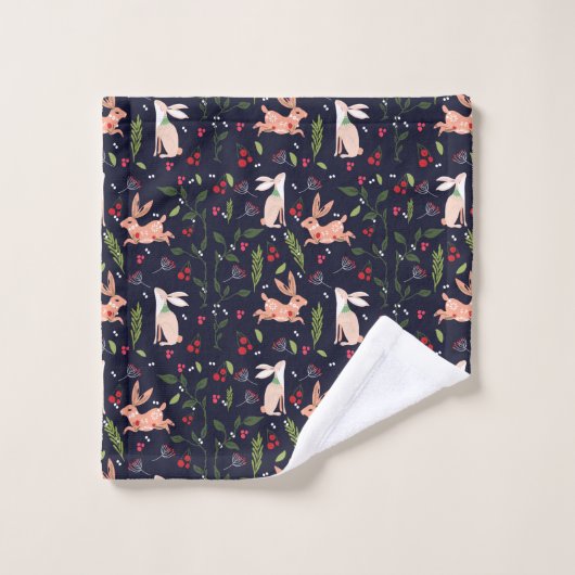Skandinavische Folk Art Bunnies Badhandtuch Set (Waschlappen)