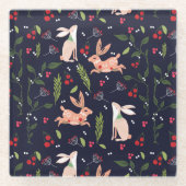 Skandinavische Folk Art Bunnies Glasuntersetzer (Vorderseite)