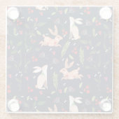 Skandinavische Folk Art Bunnies Glasuntersetzer (Rückseite)