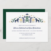 Skandinavische Folk Art Dala Blume CUSTOM V2 Einladung (Vorne/Hinten)