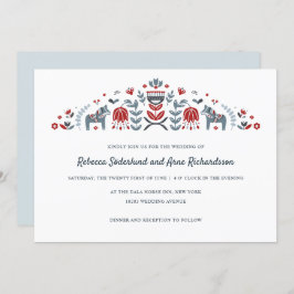 Skandinavische Folk Art Dala Blume Hochzeit Einladung