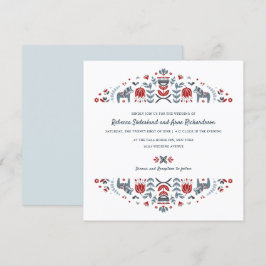 Skandinavische Folk Art Dala Blume Hochzeit Einladung