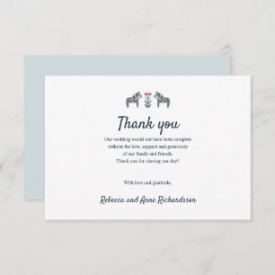 Skandinavische Folk Art Dala Horse Wedding vielen  Dankeskarte