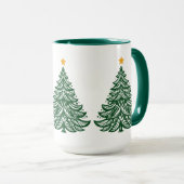Skandinavische Folk Art Grüner Weihnachtsbaum Kaff Tasse (VorderseiteRechts)
