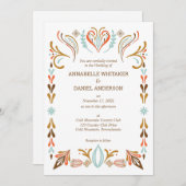 Skandinavische Folk Art Herbst Farben Hochzeit Inv Einladung (Vorne/Hinten)