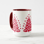 Skandinavische Folk Art Red Christmas Tree Kaffee Tasse (Vorderseite Links)