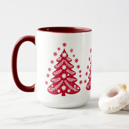 Skandinavische Folk Art Red Christmas Tree Kaffee Tasse