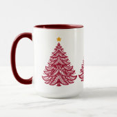 Skandinavische Folk Art Red Christmas Tree Kaffee Tasse (Links)