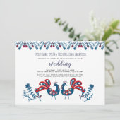 Skandinavische Folk Art WEDING Einladung Vögel (Stehend Vorderseite)