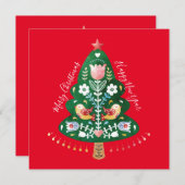 Skandinavische Folk Art Weihnachtsbaum Flachkarte (Vorne/Hinten)