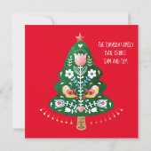 Skandinavische Folk Art Weihnachtsbaum Flachkarte (Rückseite)