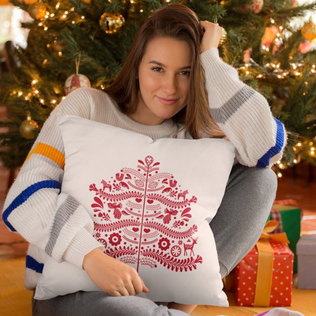 Skandinavische Folk Kunst Nordic Christmas Tree Kissen (Von Creator hochgeladen)