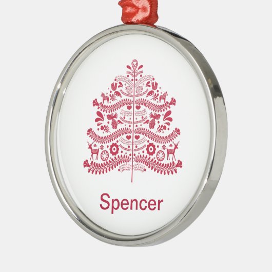 Skandinavische Folk Kunst Nordic Christmas Tree Ornament Aus Metall (Links)