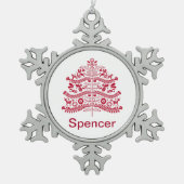 Skandinavische Folk Kunst Nordic Christmas Tree Schneeflocken Zinn-Ornament (Vorderseite)