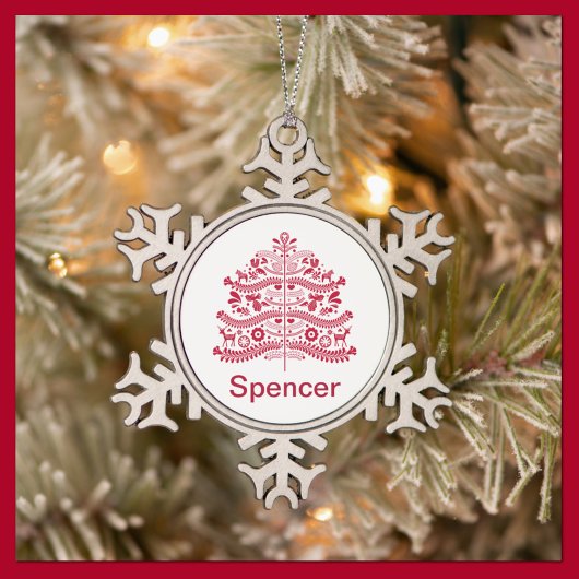 Skandinavische Folk Kunst Nordic Christmas Tree Schneeflocken Zinn-Ornament