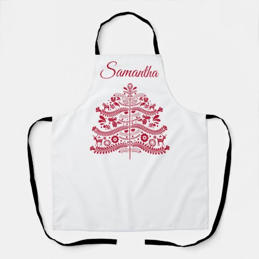 Skandinavische Folk Kunst Nordic Christmas Tree Schürze (Vorderseite)