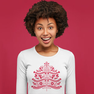 Skandinavische Folk Kunst Nordic Christmas Tree T-Shirt