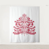 Skandinavische Folk Kunst Nordic Christmas Tree Wandteppich (Vorderseite)