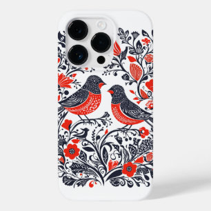 Skandinavische Folklore Art Birds Lino Schnitt Des Case-Mate iPhone 14 Pro Hülle